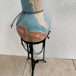 Southwestern Pottery Vase with Stand 