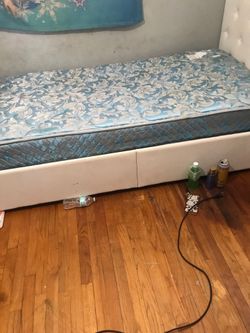Twin bedframe + matress +bedside table