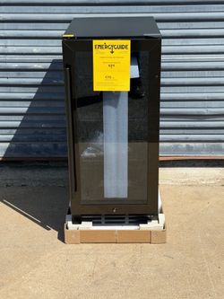 15 in. Single Zone 130-Cans Freestanding/Built-in Beverage and Wine Cooler in Black with Child Lock, Interior Light