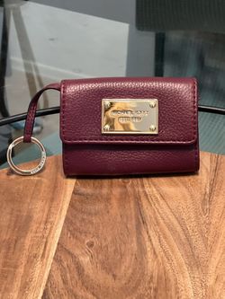 Michael Kors Burgundy Mini Wallet With Key Chain Loop