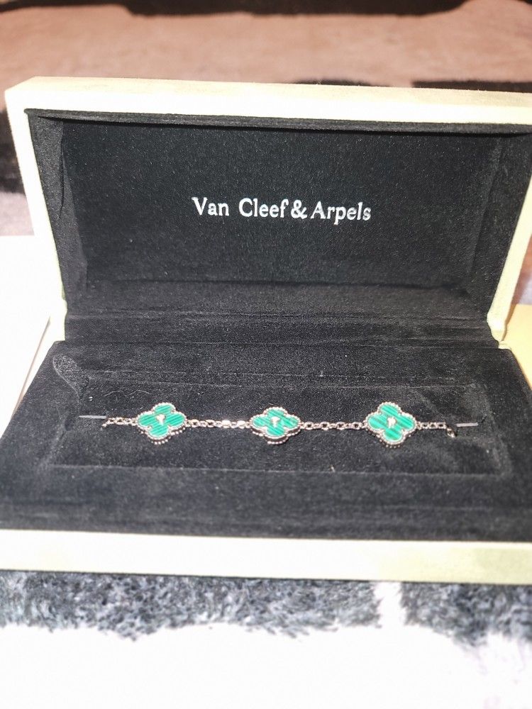 Van Cleef Green And Silver Bracelet