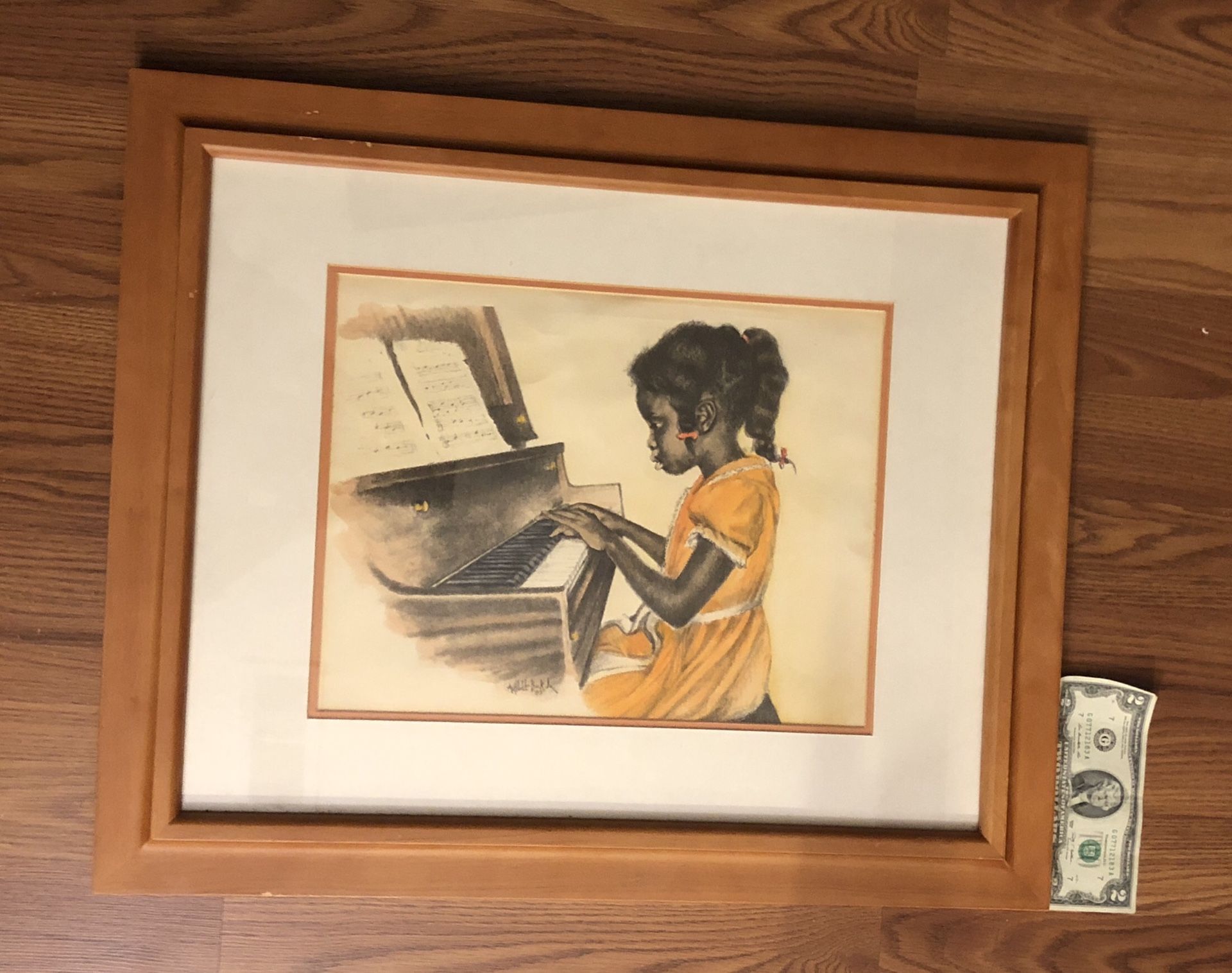 Framed art - Little Girl on Piano