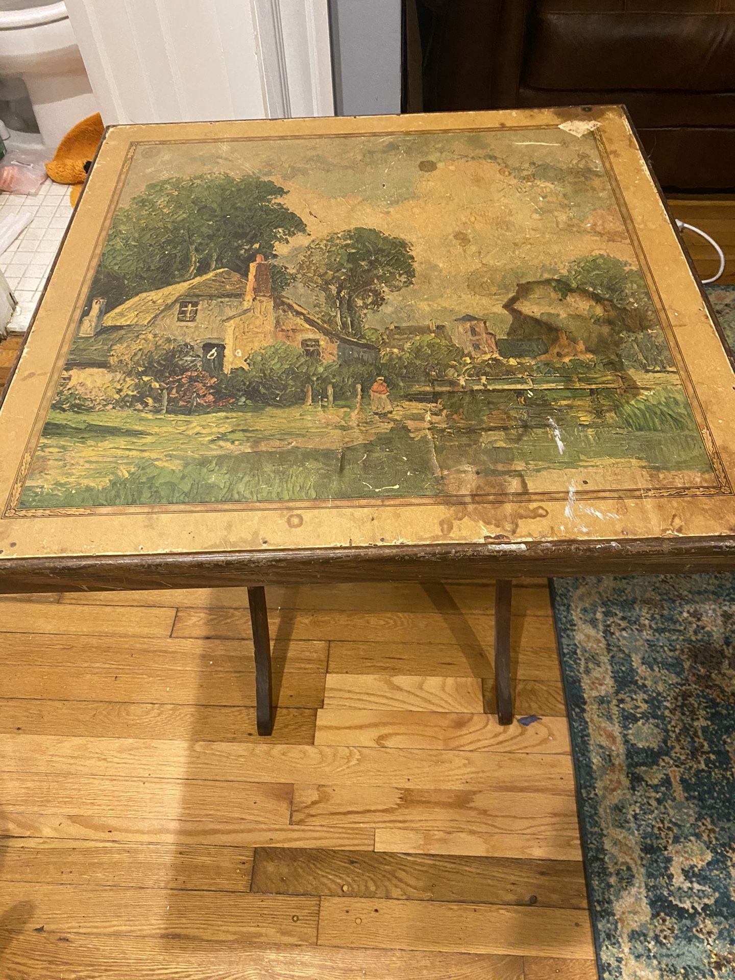 Vintage Antique Wooden card game folding table