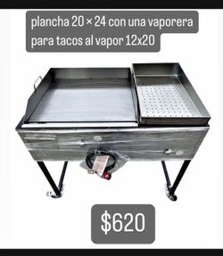 Plancha De 24” Con Vaporera Para Tacos Al Vapor | Incluye Manguera Y Regulador