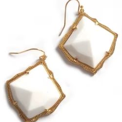 Gold Faceted White Dangle Statement earrings