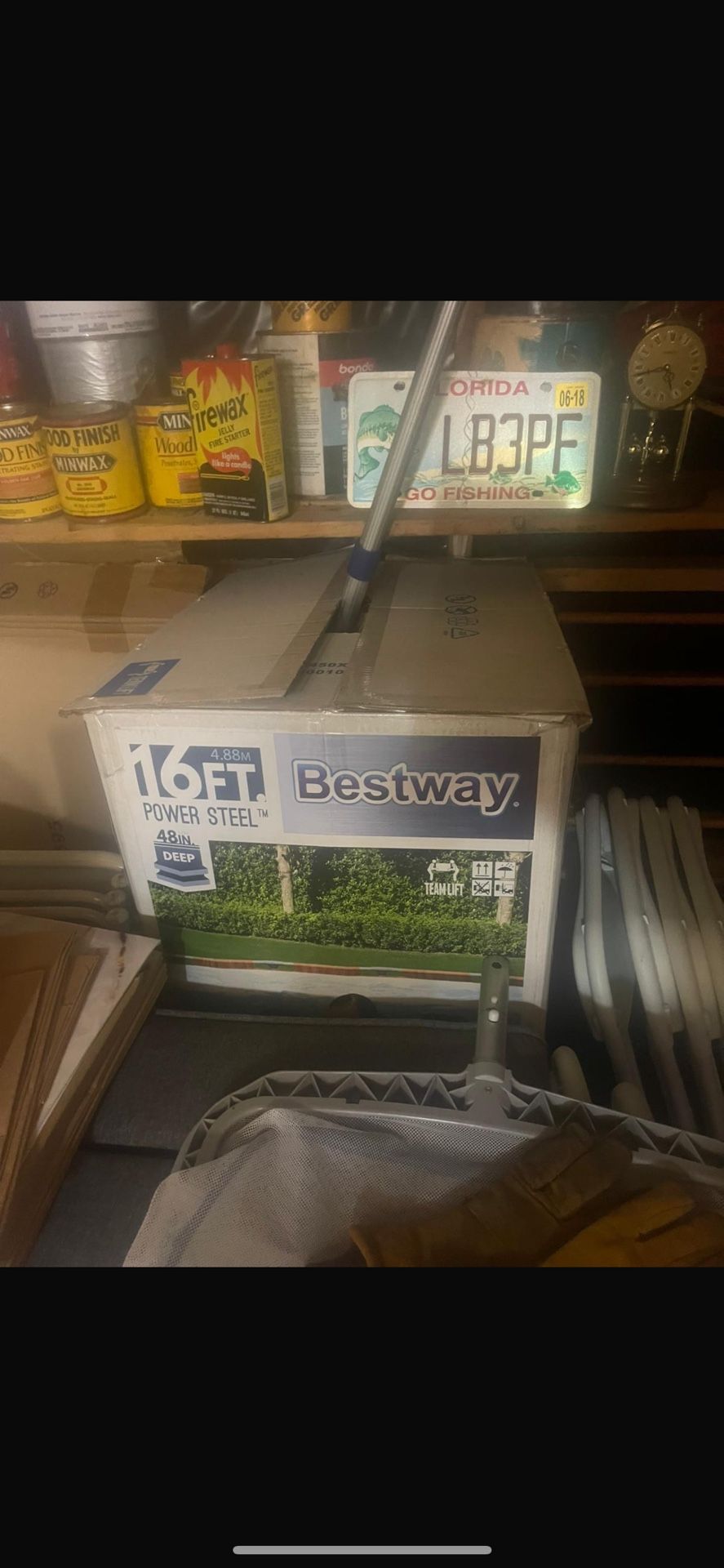 16’ Steel Round Pool w/ Pump, Cover + Ladder