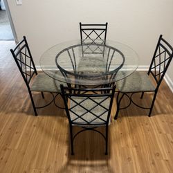 42” Glass Table And 4 Chairs