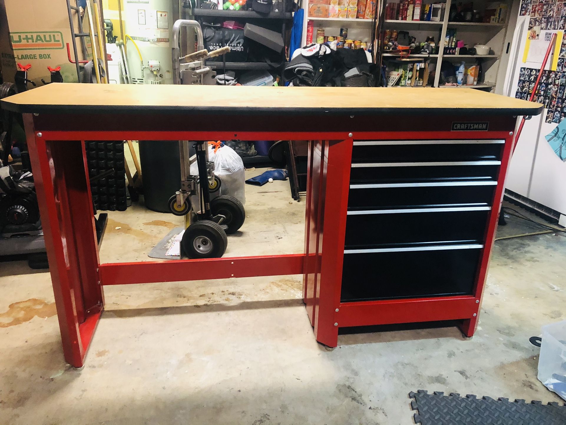 Craftsman 2000 6’ Workbench W/ 5 Drawer Tool Box 