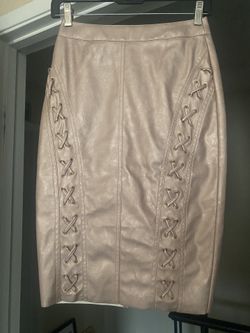 Brand New Faux Leather Blush Pink/Rose Gold Pencil Skirt. Size XS/S