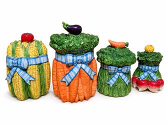 Vintage Fitz & Floyd Classics "Garden Vegetable Bowquet" Canister Set – Set of 4 $125 OBO