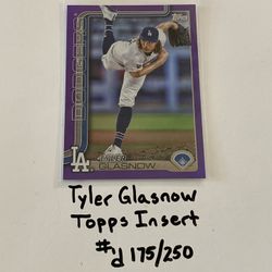 Tyler Glasnow Los Angeles Dodgers Pitcher Topps Short Print Insert Card. 