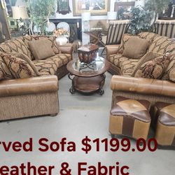 Sofa Curved Leather & Fabric We are located at 2811 East Bell road. Another Time Around Furniture.
