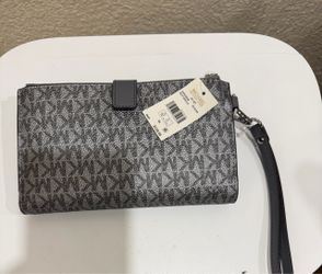 Michael Kors Jet Set Travel Double Zip Wristlet Pearl Grey Silver NWT