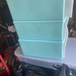 Storage Containers ,  Aqua Blue- Vintage , They Do Not Make Anymore, And Solid