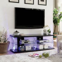 🔥 SPECIAL OFFER 🔥 Brand New 72" Black, Clear With Led Light TV Stand