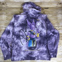 Primitive Dragonball Z Super Beerus Men's L Graphic Hoodie Purple Tie Dye Anime
