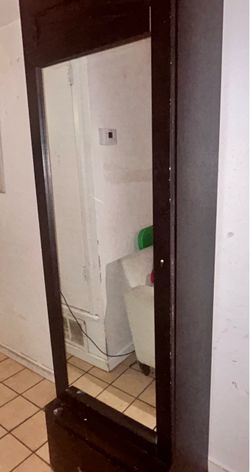 Dark Wood Full-Length Floor Mirror
