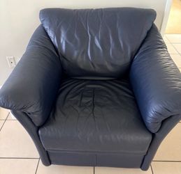 Navy Blue Leather Armchair