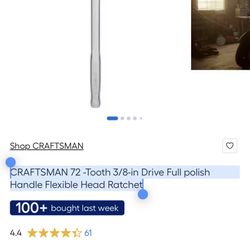 CRAFTSMAN 72 -Tooth 3/8-in Drive Full polish Handle Flexible Head Ratchet