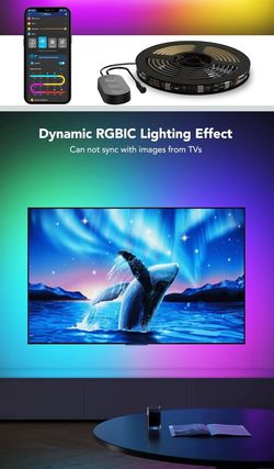 Govee TV LED Backlight, RGBIC Smart LED Strip Lights for 55-65 Inch TVs, Bluetooth and Wi-Fi APP Control, Works with Alexa & Google Assistant, Music S
