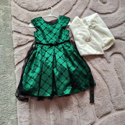 Girl Dress Size 10 Plus Fluffy White Vest