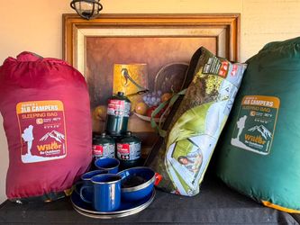 🏕️ CAMPING GEAR BUNDLE – GREAT FOR CAMPING & OUTDOORS! 🏕️  Selling a camping bundle with several useful items:  ⛺ 4-Person Dome Tent 🛏️ Wilcor 3 lb