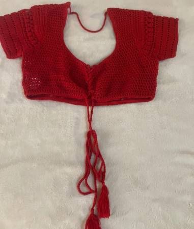 Women's sz M Cochet Bikini Top Cover Red *New