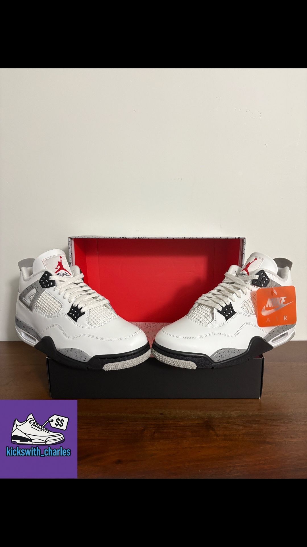 Air Jordan 4 Retro White Cement 2025 FV5029-100 Size 12.5
