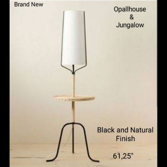 Brand New Opallhouse & Jungalow Floor Lamp Black Finish And Natural // 61,25" T