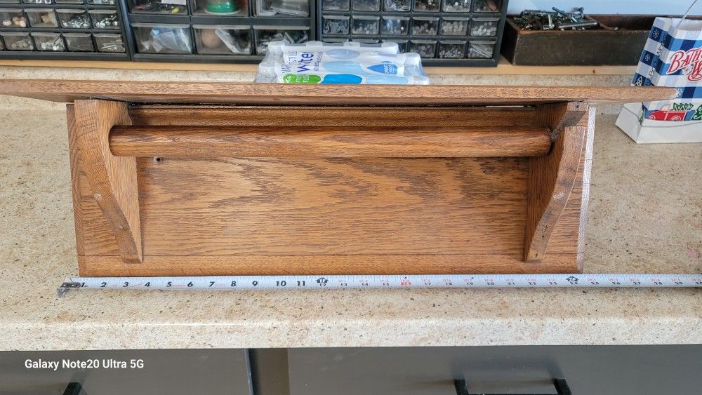 Oak Mantel / Towel Holder