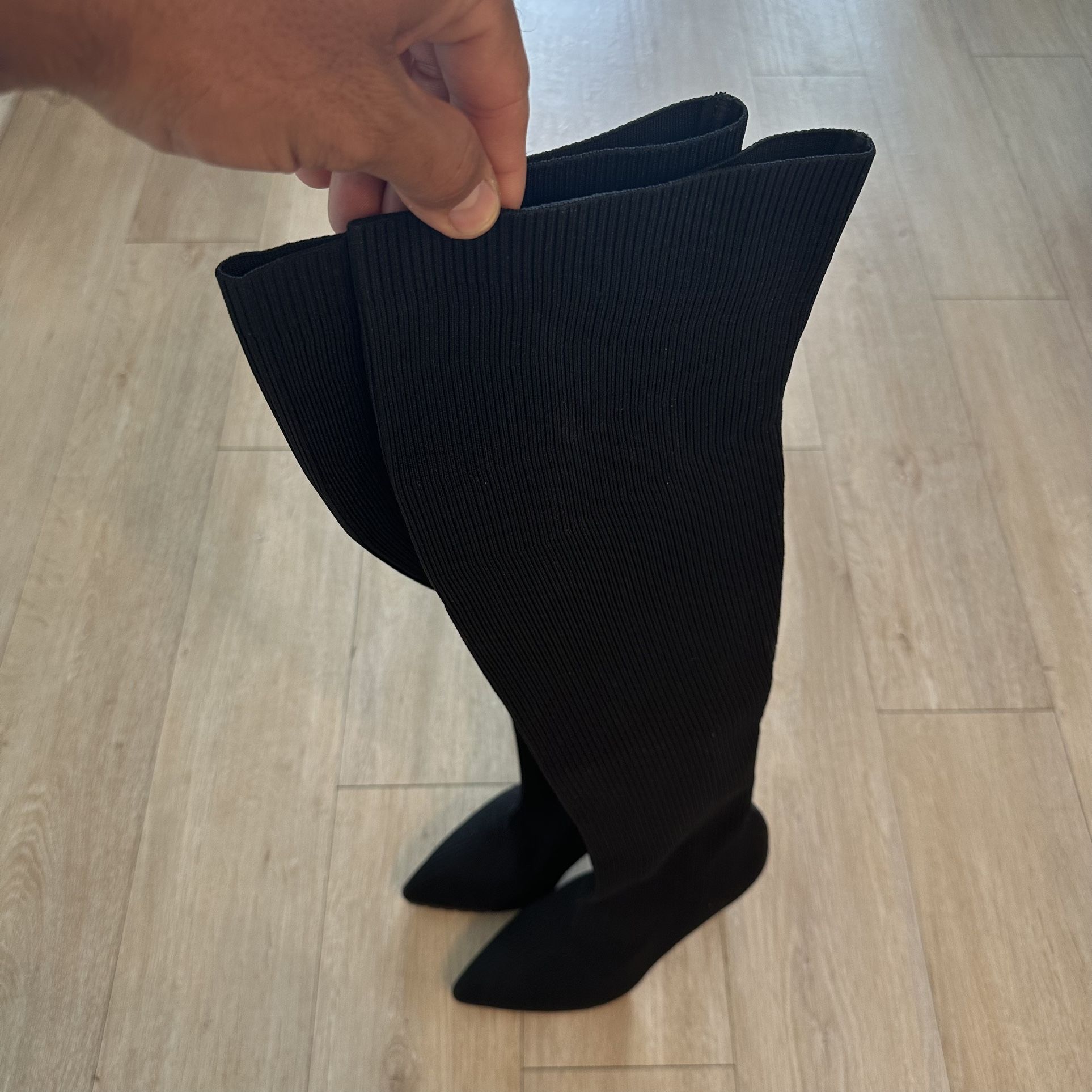 Size 7 Thigh High Black Suede Boots