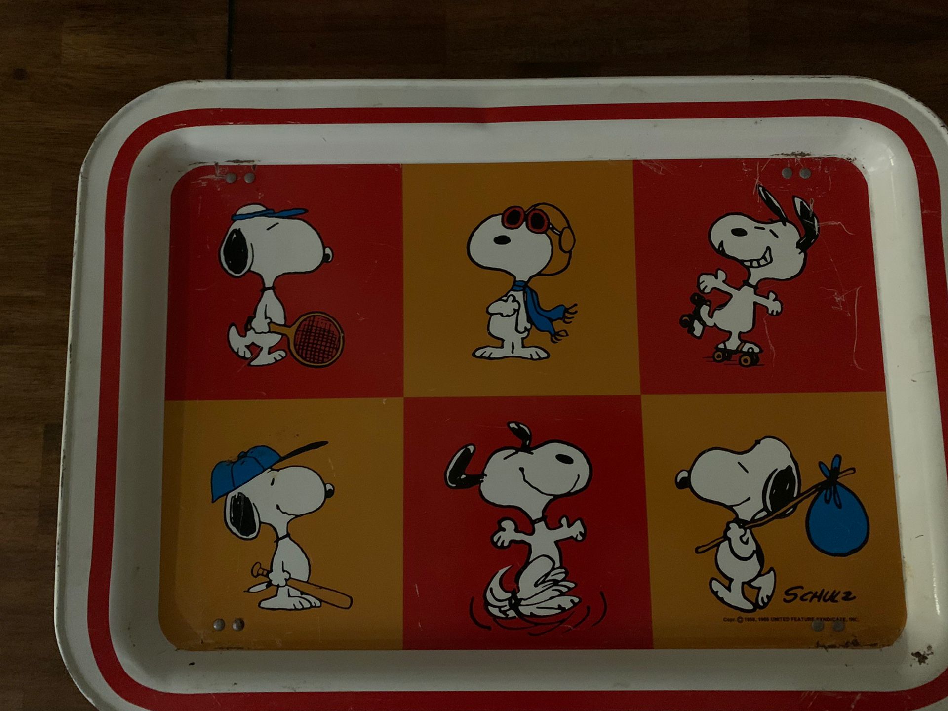 Vintage Mid Century Snoopy Metal Tray 1950’s In Excellent Vintage Condition