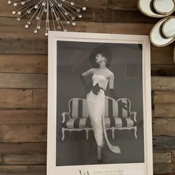 Lady In White Dress Print, White Frame , Retro, Contemporary 26” x 35”