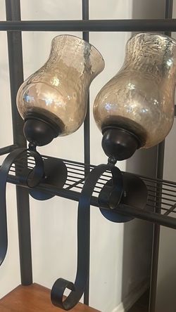 Amber Glass Wall Sconce Candle Holder