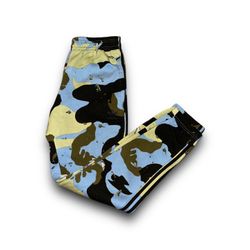 Adidas originals trefoil 3 stripe blue camo tapered sweatpants men’s small 