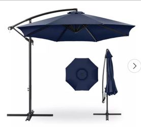 New 10 ft Navy Blue Offset Cantilever Patio Umbrella, Weight Base is NOT INCLUDED