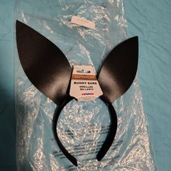 Playboy Bunny Ears Headband Black Leatherlike Costume 
