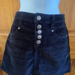 Shyanne Black Corduroy Button Up 4 Pocket Mini Skirt XS