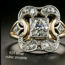 925 Silver And Cubic Zirconia Wedding Ring 7.5