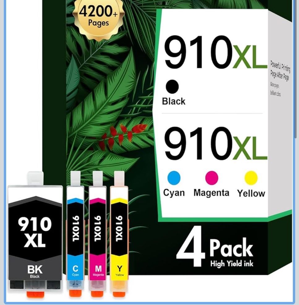 910XL  Ink Cartridges Combo Pack Compatible for HP Printer 910 XL 910XL/910 Black and Color Multipack for OfficeJet Pro Series 8015 8025 8010 