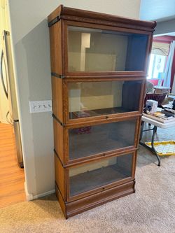 Antique Oak Barrister Bookcase - 4 tier