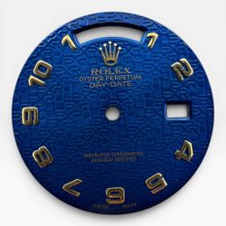 Rolex Day-Date President 36 Blue Jubilee Dial Gold Arabic Numerals.
