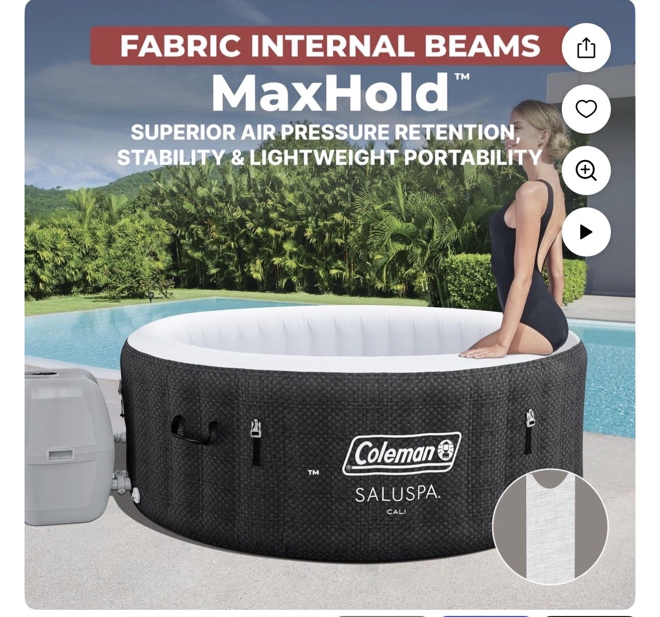 Spa Coleman SaluSpa Cali Energy-Efficient AirJet 2-4 Person Circle Inflatable Hot Tub with Pump