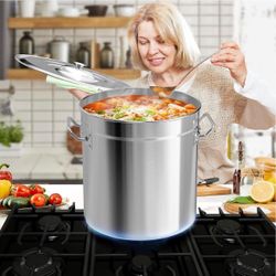 53-Quart Stainless Steel Seafood Boil Pot with Lid,Crab, Lobster, Shrimp Boil Stock with Strainer, Turkey Fryer Pot, Stock Boiler Deep,Fried Cooker fo