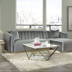 Brand New Silver Velvet Sectional