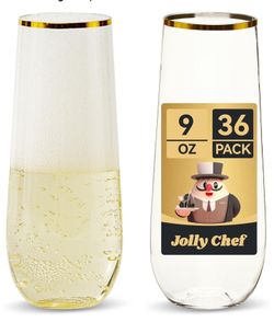 Champagne Flutes - 9oz Stemless Plastic in Box!