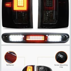 Tail Light + 3rd Third Brake Cargo Lamp for 07-13 Chevy Silverado 1500, 07-14 2500 HD & 3500 HD, 08-14 GMC Sierra 3500 HD, High Mount Stop Light Rear 