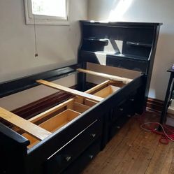 Black Wooden Bed Frame With Storage 