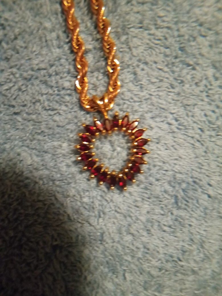 ❤️ Ruby Heart Shaped Pendant W/Necklace ❤️