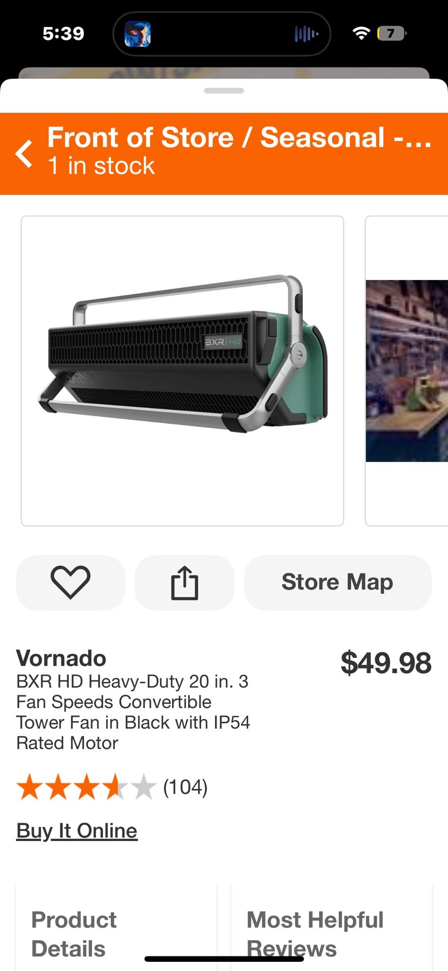 Vornado BXR HD Heavy-Duty 20 in. 3 Fan Speeds Convertible Tower Fan in Black with IP54 Rated Motor